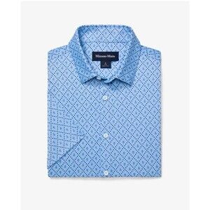 Mizzen+Main Halyard Polo Shirt Sleeve Mens Light Blue Diamond Size XL